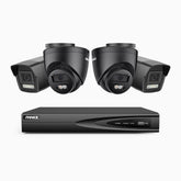 H500P - Zestaw do Monitoringu PoE 4 Kamery (2 Tubowa & 2 Kopułkowa) 3K z 4-Kanałowy Rejestratorem NVR, Noktowizja Pelny Kolor & EXIR, rozdzielczość 3072*1728, przysłona f/1.6 (0.005 Lux), detekcja ludzi i pojazdów, wbudowany mikrofon, IP67
